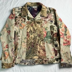 🌸 Vintage Coldwater Creek Floral Tapestry Patchwork Jacket Cottagecore 🌸